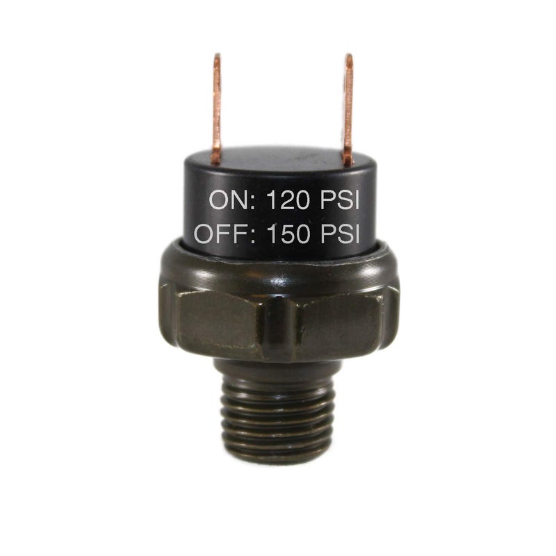 CompStudio 120-150 PSI Air Pressure Switch Tank Mount Type Thread 1/4" NPT 12V/24V for Train/Air Horn 1/4inch - Image 1